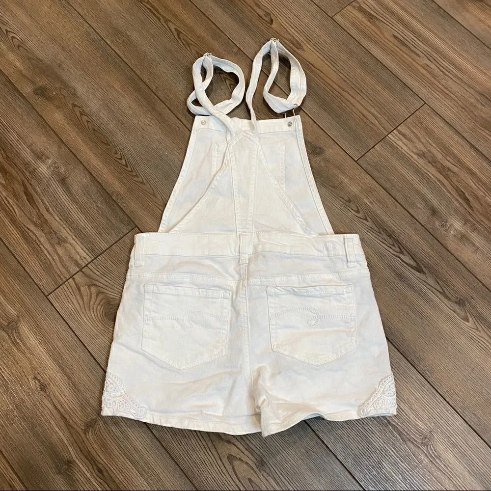 Girls White Lace Inset Justice Shortalls 16